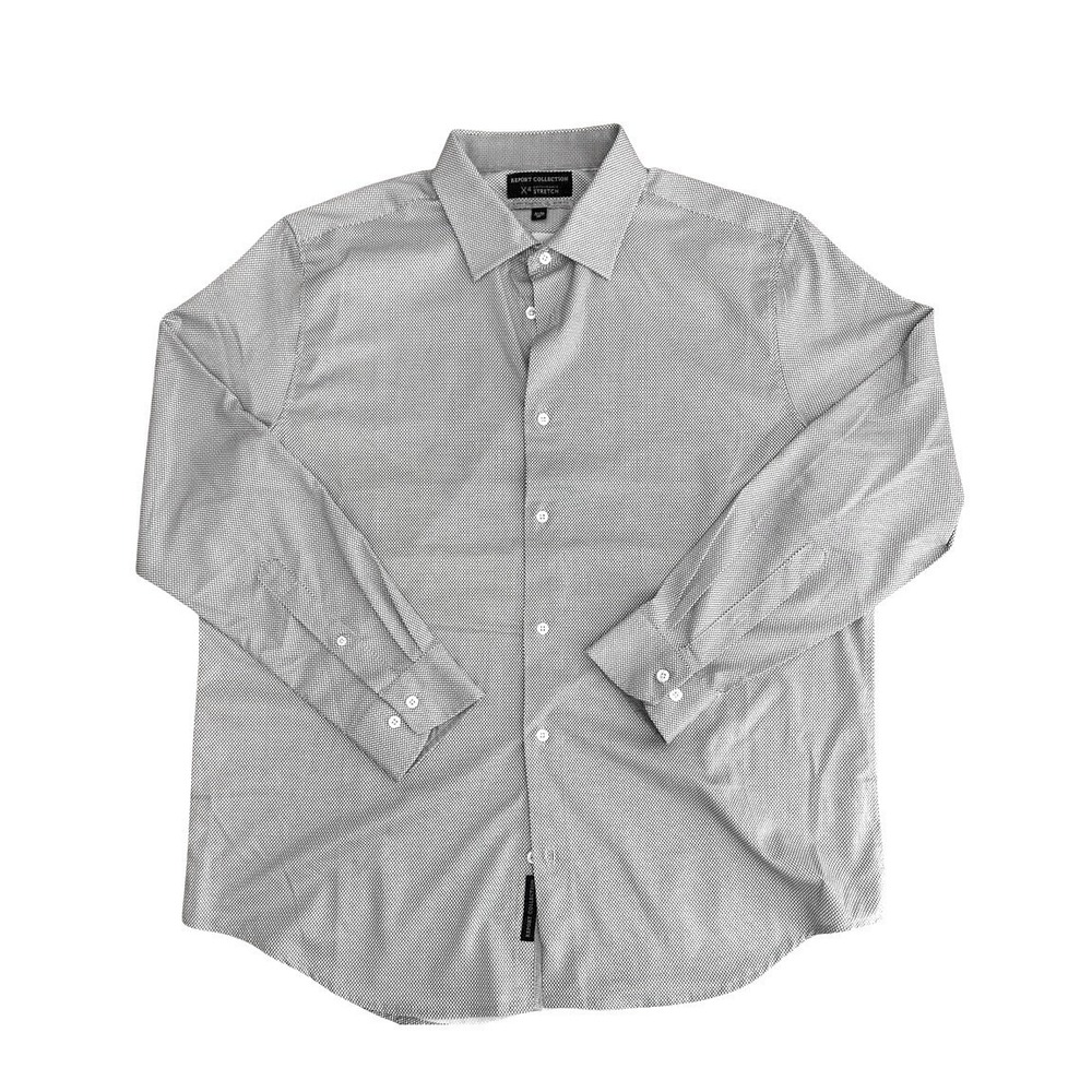 Report Collection X4 Performance Stretch Slim Fit Grey Diamond Print Shirt XL